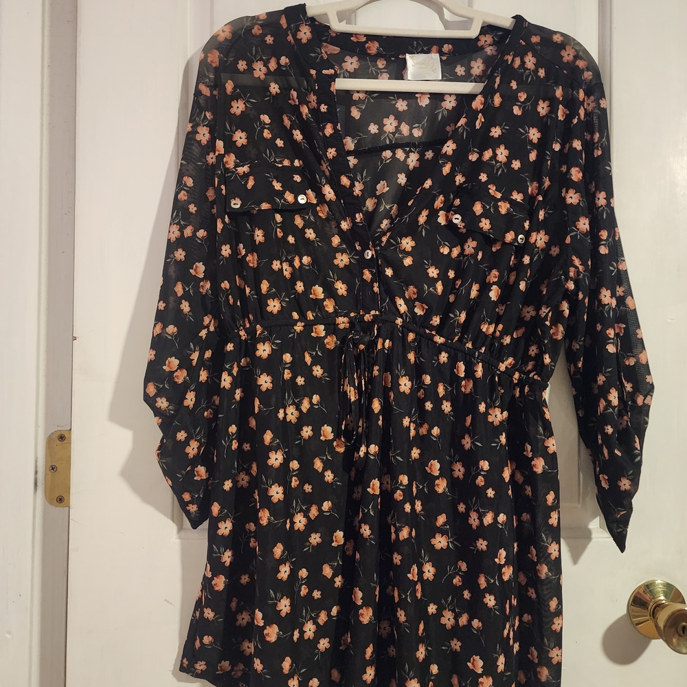 Maternity Floral Women's Blouse in Black